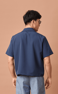 PINO TOP - NAVY BLUE w/ BAYANIHAN EMBRO Shop.TayoStudio