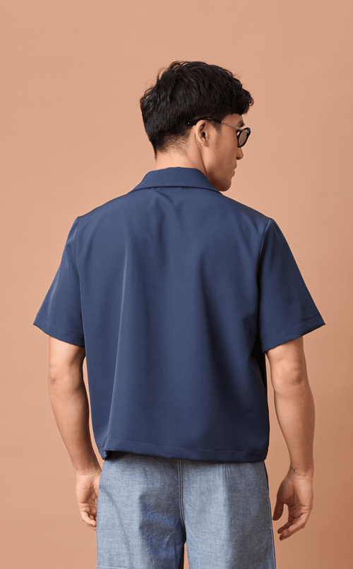 PINO TOP - NAVY BLUE w/ BAYANIHAN EMBRO Shop.TayoStudio