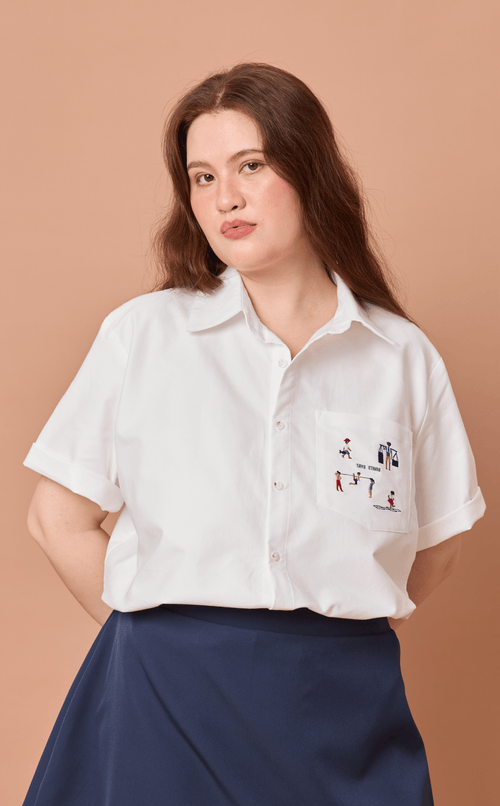 PINO TOP - WHITE OXFORD w/ KAYLE EMBRO Shop.TayoStudio