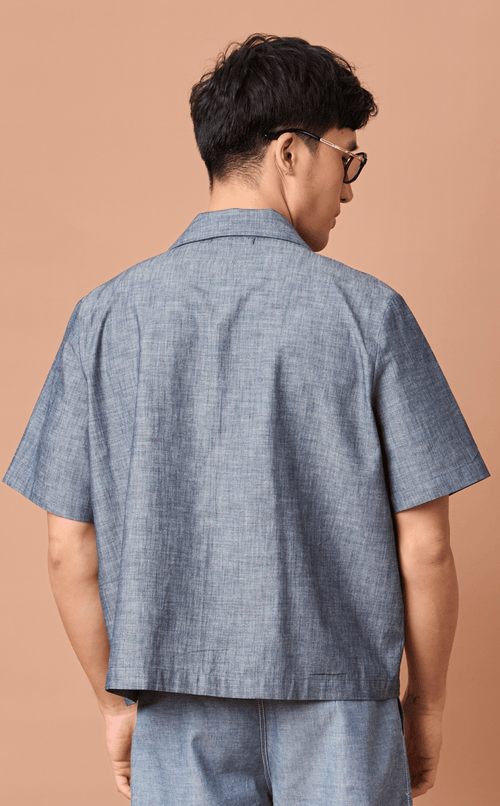 PINO TOP - DENIM CHAMBRAY w/ BAYANIHAN EMBRO Shop.TayoStudio