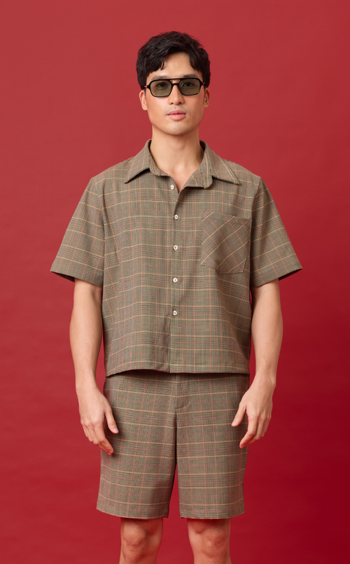 PINO TOP - HOUNDSTOOTH PLAID