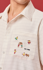 PINO TOP - WHITE CHALK STRIPES w/ BAYANIHAN EMBRO