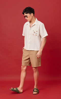 PINO TOP - WHITE CHALK STRIPES w/ BAYANIHAN EMBRO Shop.TayoStudio