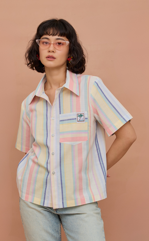PINO TOP - PASTEL MULTICOLOR STRIPES w/EMBLEM