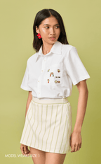 PINO TOP - WHITE OXFORD w/ BAYANIHAN EMBRO