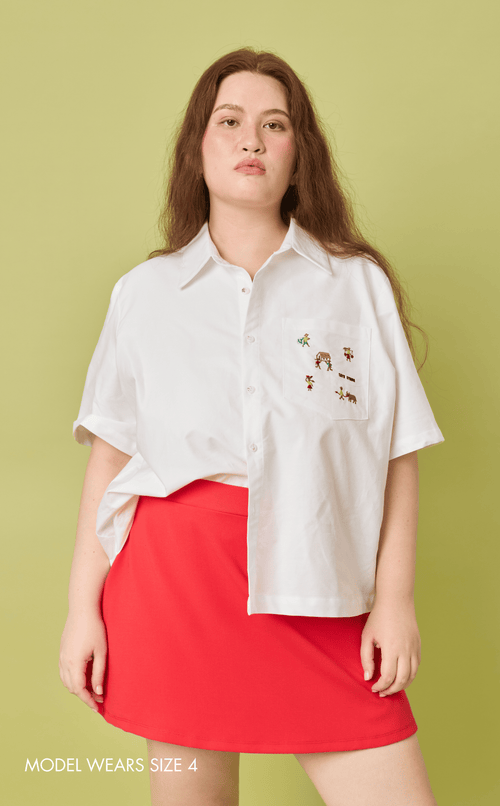 PINO TOP - WHITE OXFORD w/ BAYANIHAN EMBRO