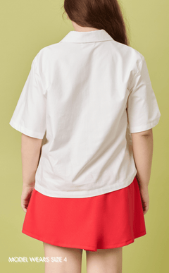 PINO TOP - WHITE OXFORD w/ BAYANIHAN EMBRO Shop.TayoStudio