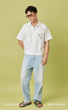 PINO TOP - WHITE OXFORD w/ BAYANIHAN EMBRO Shop.TayoStudio