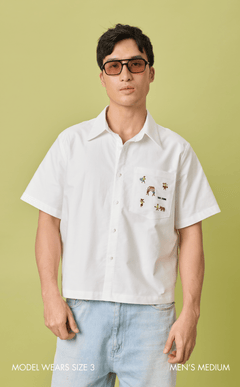 PINO TOP - WHITE OXFORD w/ BAYANIHAN EMBRO Shop.TayoStudio