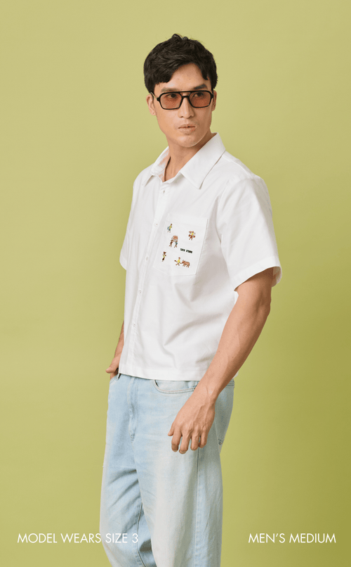 PINO TOP - WHITE OXFORD w/ BAYANIHAN EMBRO Shop.TayoStudio