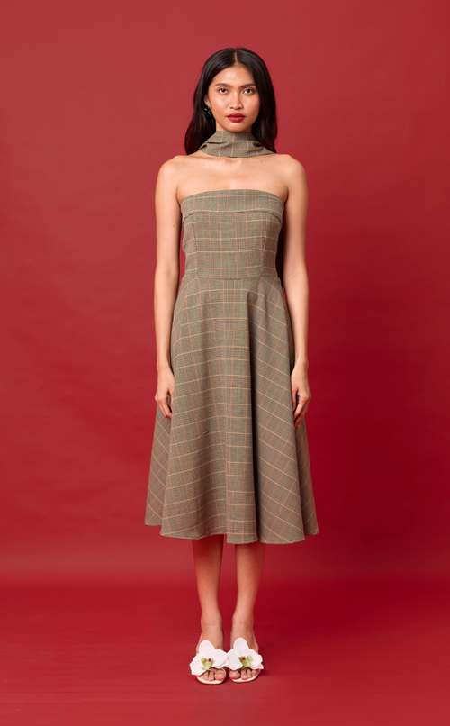 PLUMA DRESS - HOUNDSTOOTH PLAID (PRE ORDER)