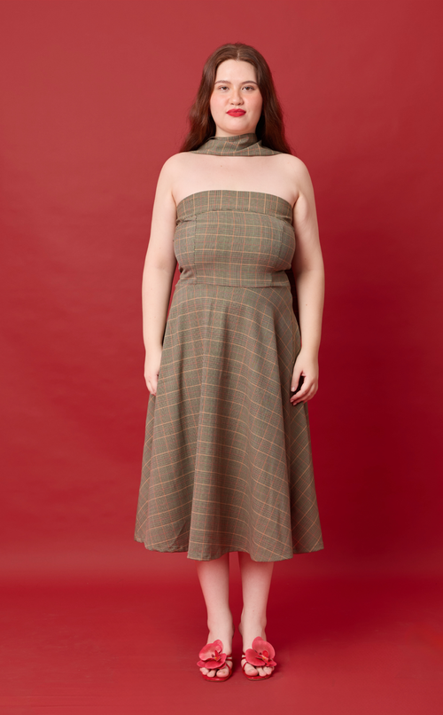 PLUMA DRESS - HOUNDSTOOTH PLAID (PRE ORDER) Shop.TayoStudio