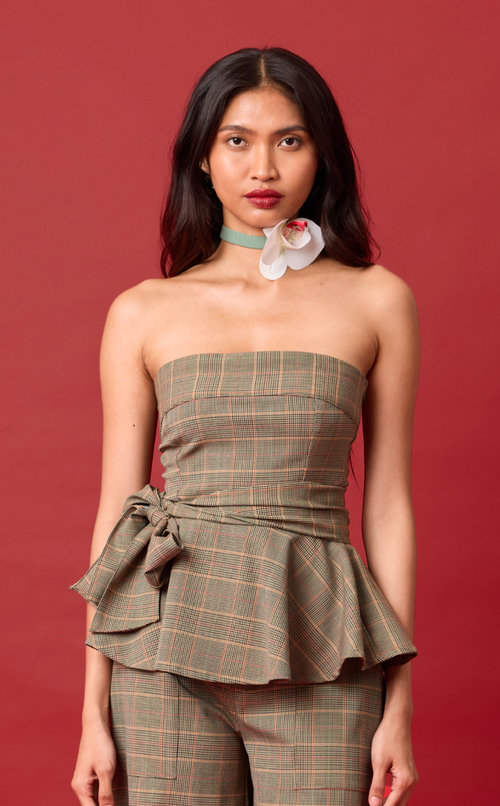 PLUMA TOP - HOUNDSTOOTH PLAID Shop.TayoStudio