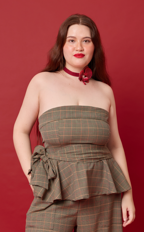 PLUMA TOP - HOUNDSTOOTH PLAID