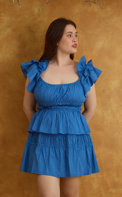POPPY TOP - BLUE GRID Shop.TayoStudio
