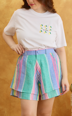 AZUL SHORTS - MULTICOLOR LINEN STRIPES