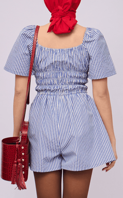 PENNY ROMPER - BLUE STRIPES SEERSUCKER