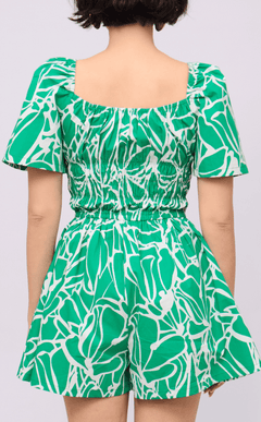 PENNY ROMPER - GREEN FLOWER LINE