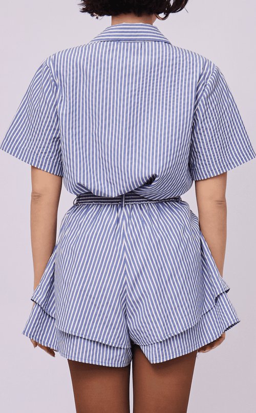 PINO TOP - BLUE STRIPES SEERSUCKER
