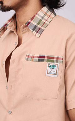 PINO TOP - COMBI NUDE PLAID