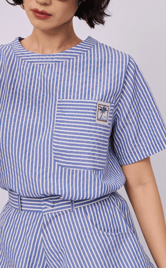 PUERTO SHIRT - BLUE STRIPES SEERSUCKER