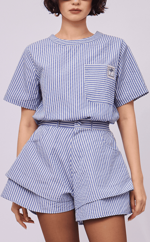 PUERTO SHIRT - BLUE STRIPES SEERSUCKER