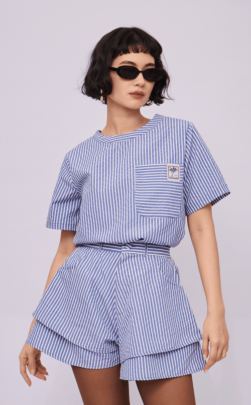 PUERTO SHIRT - BLUE STRIPES SEERSUCKER