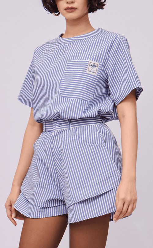 PUERTO SHIRT - BLUE STRIPES SEERSUCKER