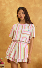 PUERTO SHIRT - PEACHES AND CREAM STRIPES Shop.TayoStudio