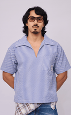 QUEZON SHIRT - BLUE STRIPES SEERSUCKER