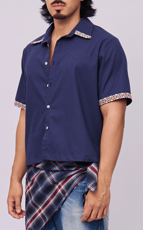 RAJA SHIRT - NAVY BLUE LINEN