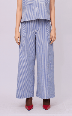 RANDY PANTS - BLUE STRIPES SEERSUCKER