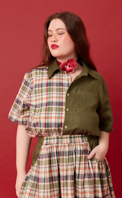 SULTAN SHIRT - OLIVE PLAID Shop.TayoStudio