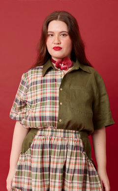 SULTAN SHIRT - OLIVE PLAID Shop.TayoStudio