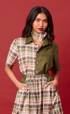 SULTAN SHIRT - OLIVE PLAID Shop.TayoStudio