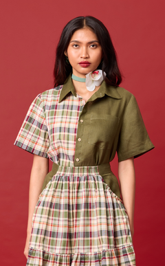 SULTAN SHIRT - OLIVE PLAID Shop.TayoStudio