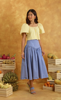 JOSEFA SKIRT - NAVY BLUE GINGHAM (PRE-ORDER) Shop.TayoStudio