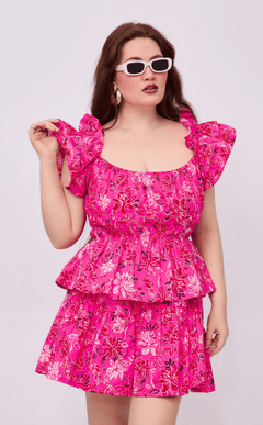 STACY SKORT - NEON PINK FLORAL