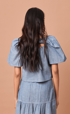 VANIA TOP - DENIM LINEN Shop.TayoStudio