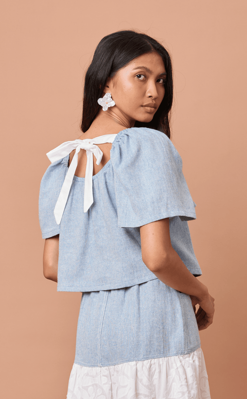 VANIA TOP - CHEVRON TWEED