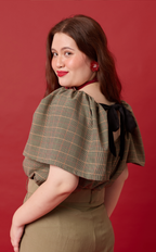 VANIA TOP - HOUNDSTOOTH PLAID