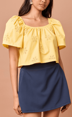 VANIA TOP - YELLOW EYELET Shop.TayoStudio