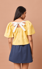 VANIA TOP - YELLOW EYELET Shop.TayoStudio