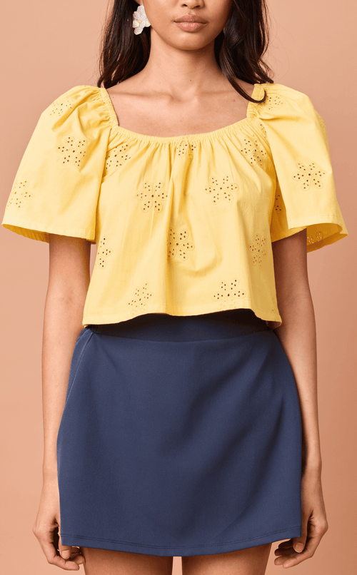 VANIA TOP - YELLOW EYELET Shop.TayoStudio