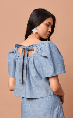 VANIA TOP - DENIM LINEN Shop.TayoStudio
