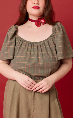 VANIA TOP - HOUNDSTOOTH PLAID