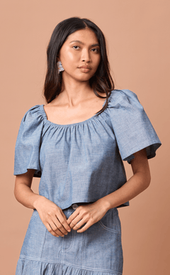 VANIA TOP - DENIM LINEN