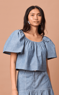 VANIA TOP - DENIM LINEN Shop.TayoStudio