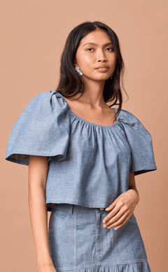 VANIA TOP - DENIM LINEN