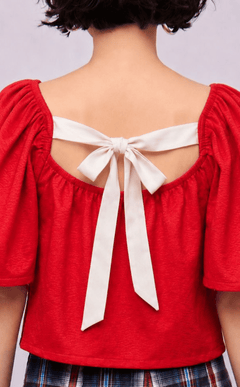 VANIA TOP - RED JACQUARD